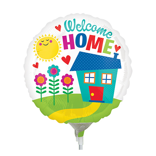 22cm Welcome Home Foil Balloon #4033730AF - Each (Inflated, supplied air-filled on stick) TEMPORARILY UNAVAILABLE