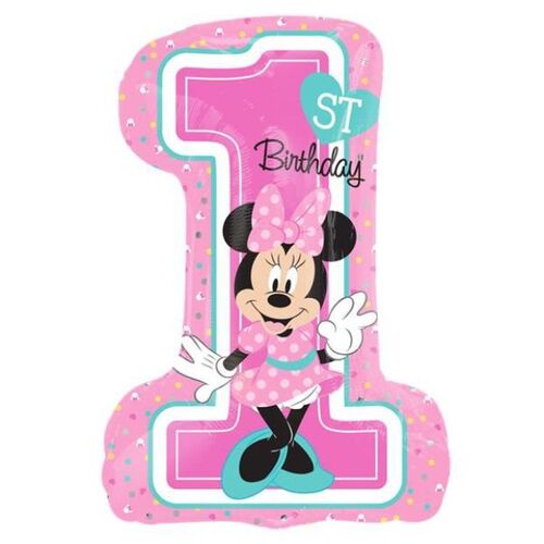 71cm Licensed SuperShape Disney Minnie 1st Birthday Foil Balloon #4034352 - Each (Pkgd.)