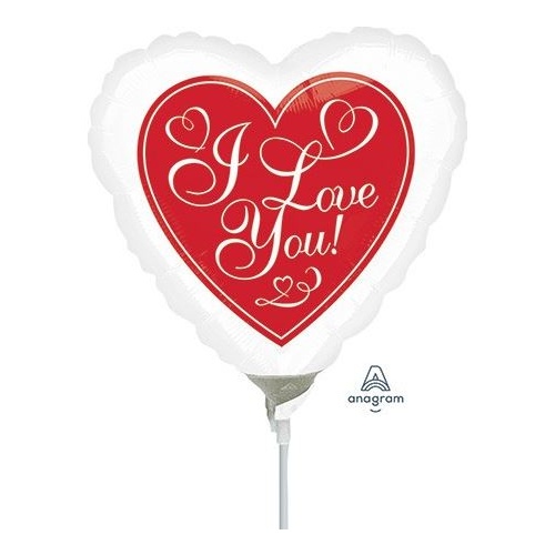10cm Red Hot Love Foil Balloon #4034366AF - Each (Inflated, supplied air-filled on stick) TEMPORARILY UNAVAILABLE