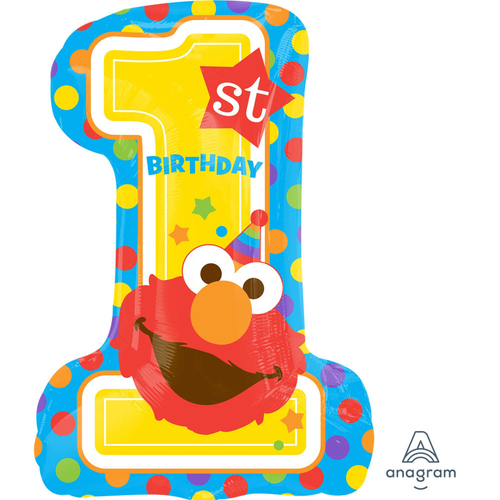 71cm Licensed SuperShape Disney Sesame Street 1st Birthday Foil Balloon #4034388 - Each (Pkgd.)