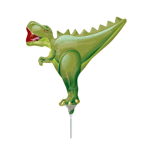Mini Shape Dinosaur T-Rex Foil Balloon #4034603AF - Each (Inflated, supplied air-filled on stick) TEMPORARILY UNAVAILABLE