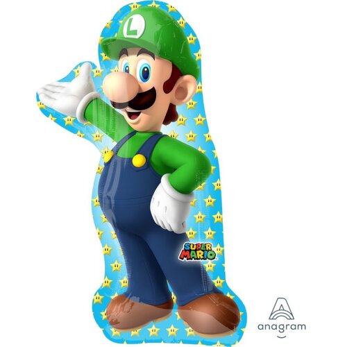 96cm Licensed SuperShape Super Mario Brothers Luigi Foil Balloon #4034837 - Each (Pkgd.)