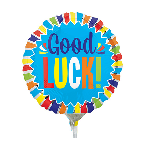 22cm Good Luck Burst Foil Balloon #4035213AF - Each (Inflated, supplied air-filled on stick)