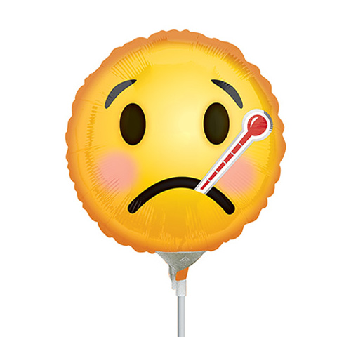 22cm Get Well Emoticon Emoji Foil Balloon #4035305AF - Each (Inflated, supplied air-filled on stick)TEMPORARILY UNAVAILABLE