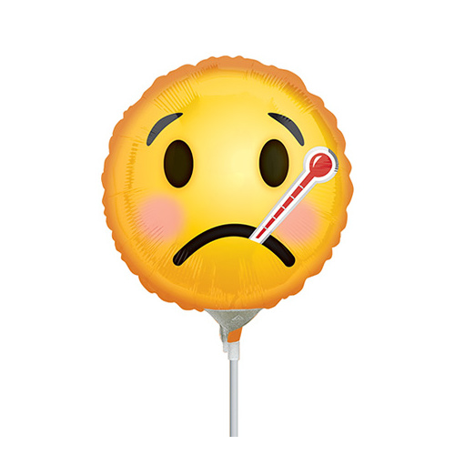 10cm Get Well Emoticon Emoji Foil Balloon #4035306AF - Each (Inflated, supplied air-filled on stick)