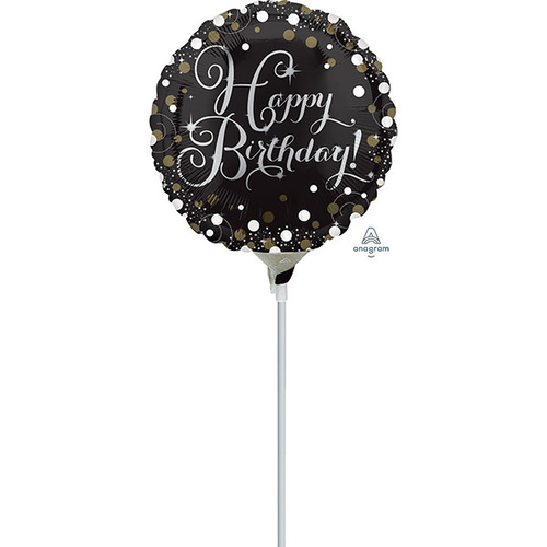 22cm Birthday Sparkling Foil Balloon #4036563AF - Each (Inflated, supplied air-filled on stick) 