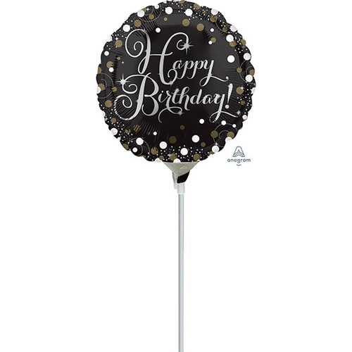 22cm Birthday Sparkling Foil Balloon #4036563AF - Each (Inflated, supplied air-filled on stick)