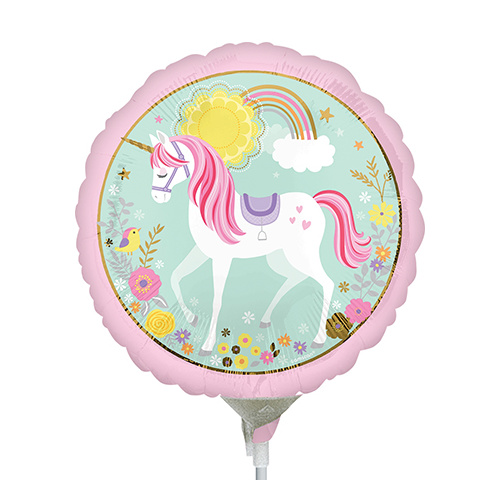 22cm Magical Unicorn Foil Balloon #4036853AF - Each (Inflated, supplied air-filled on stick) TEMPORARILY UNAVAILABLE