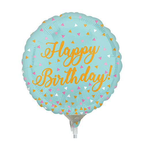 22cm Birthday Woo Hoo Foil Balloon #4038173AF - Each (Inflated, supplied air-filled on stick)TEMPORARILY UNAVAILABLE