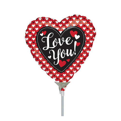 10cm Love Heart to Heart Foil Balloon #4038813AF - Each (Inflated, supplied air-filled on stick)  TEMPORARILY UNAVAILABLE