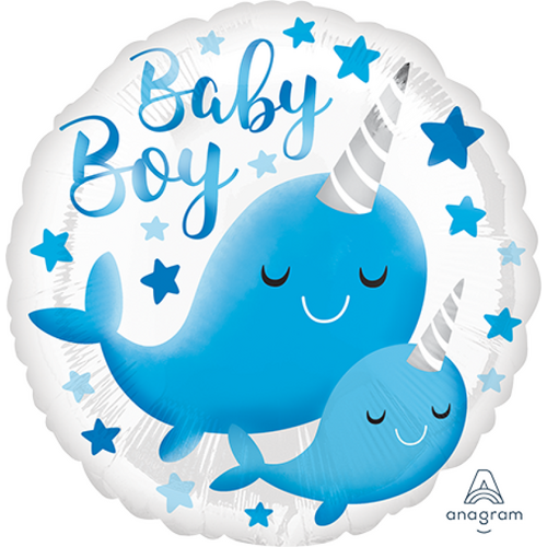 45cm Baby Boy Narwhal Foil Balloon #4039634 - Each (Pkgd)
