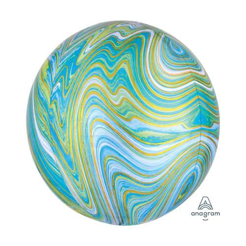 Orbz Marblez Blue Green Foil Balloon 40cm #4041393 - Each (Pkgd.) 