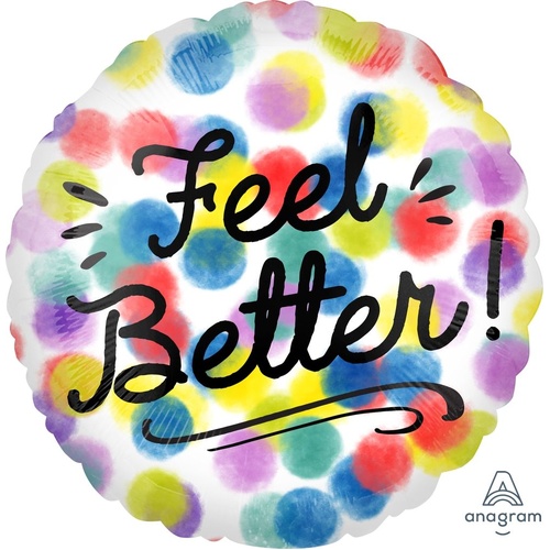 45cm Round Feel Better Watercolor Foil Balloon #4041682 - Each (Pkgd.)