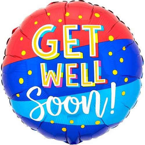 45cm Round Get Well Bouncy Type Foil Balloon #4041695 - Each (Pkgd.)