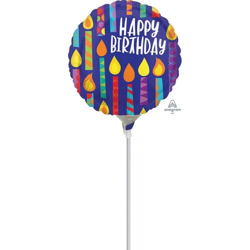 22cm Happy Birthday Candles Foil Balloon #4041791AF - Each (Inflated, supplied air-filled on stick)