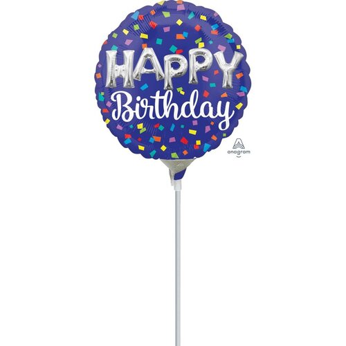 22cm Happy Birthday Balloon Letters Foil Balloon #4041797AF - Each (Inflated, supplied air-filled on stick)