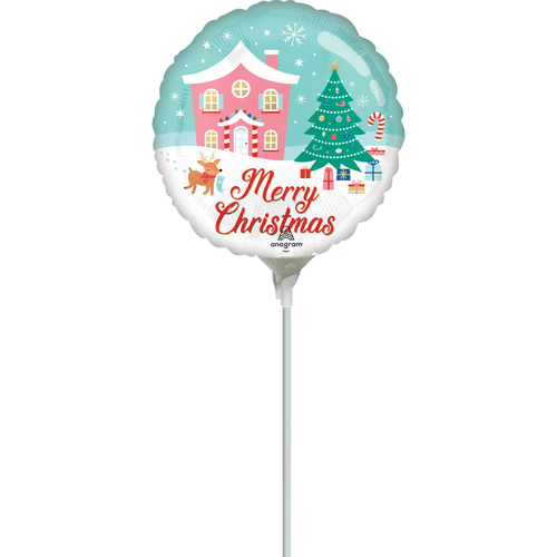 22cm Shape Nostalgic Merry Christmas Wonderland Foil Balloon #4044905AF - Each (Inflated, supplied air-filled on stick) 