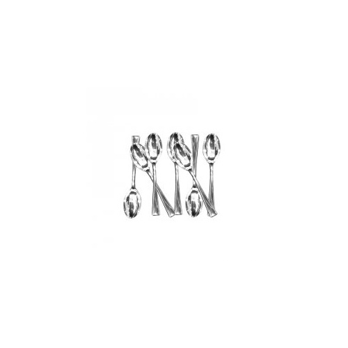 Teaspoon Cocktail Plastic Silverware #405105P - 25Pk (Pkgd.)