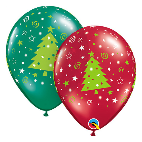 28cm Round Emerald & Ruby Christmas Trees Stars & Swirls #40558 - Pack of 50 