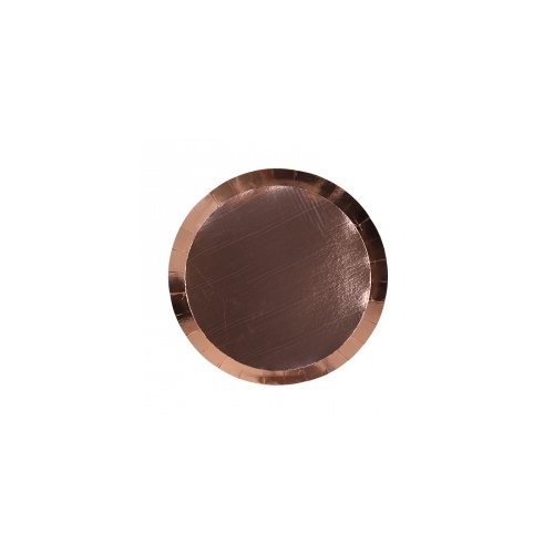 Paper Party Round Snack Plate Metallic Rose Gold 17.5cm #406100MRGP - 10Pk (Pkgd.)