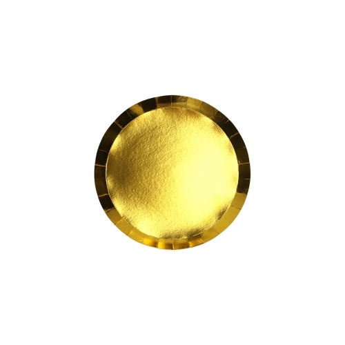 Paper Party Round Dinner Plate Metallic Gold 22.5cm #406110MGP - 10Pk (Pkgd.) 