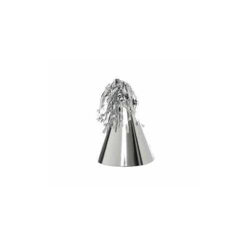 Paper Party Hat with Tassel Topper Metallic Silver #406150MSP - 10Pk (Pkgd.)