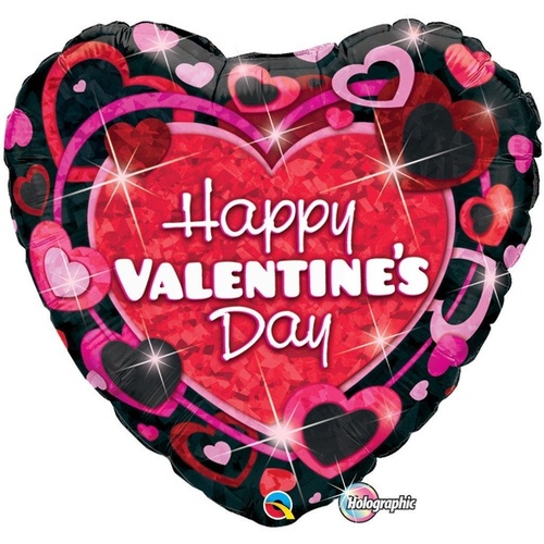 90cm Heart Foil Holographic Valentine's Shimmering Hearts #40867 - Each (Pkgd.)