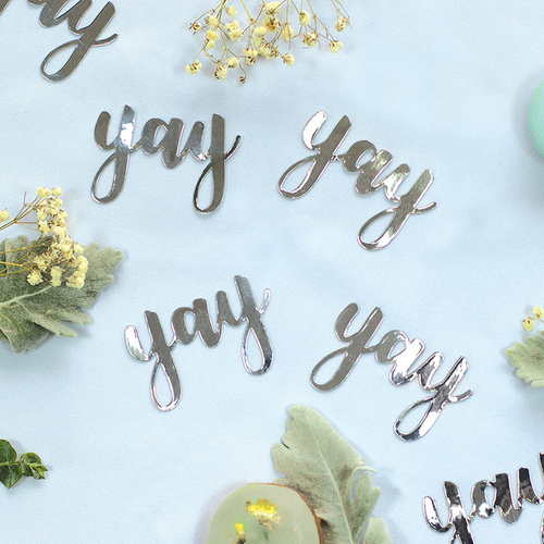 Paper Party Confetti Jumbo YAY Silver 6cm #410000 - 20Pk