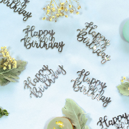 Paper Party Confetti Jumbo HAPPY BIRTHDAY Silver 8cm #410020 - 10pk