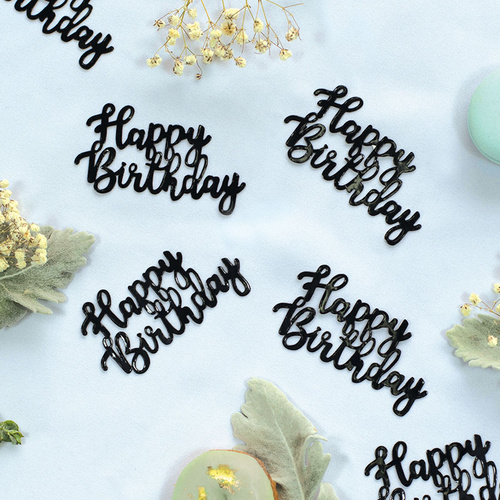 Paper Party Confetti Jumbo HAPPY BIRTHDAY Black 8cm #410023 - 10pk
