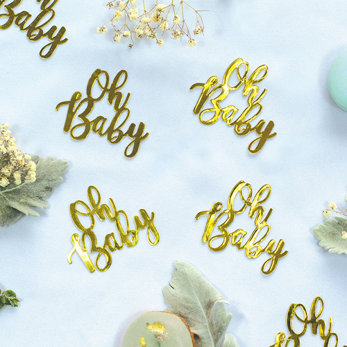 Paper Party Confetti Jumbo OH BABY Gold 6.5cm #410031 - 15pk 