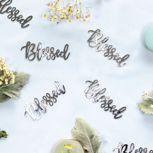 Paper Party Confetti Jumbo BLESSED Silver 7.5cm  #410040 - 15pk