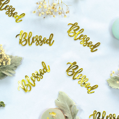 Paper Party Confetti Jumbo BLESSED Gold 7.5cm  #410041 - 15pk