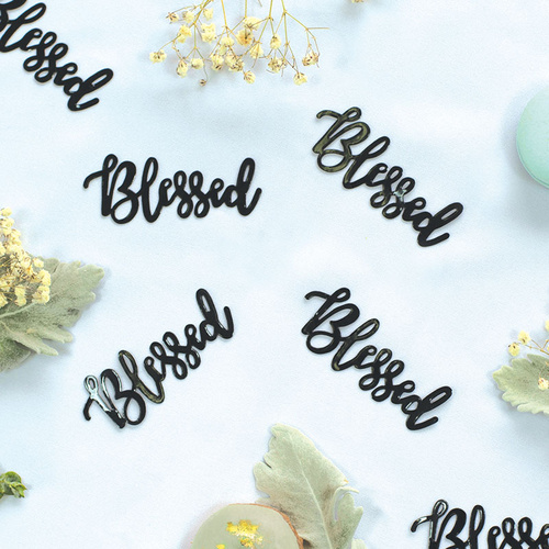 Paper Party Confetti Jumbo BLESSED Black 7.5cm  #410043 - 15pk