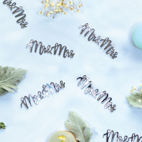 Paper Party Confetti Jumbo MR & MRS Silver 8cm #410070 - 15pk