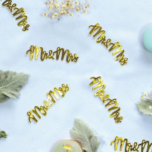 Paper Party Confetti Jumbo MR & MRS Gold 8cm #410071 - 15pk