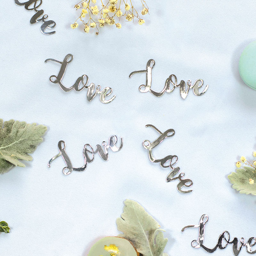 Paper Party Confetti Jumbo LOVE Silver 7cm #410090 - 20pk