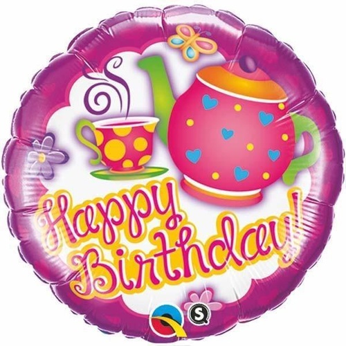 45cm Round Foil Birthday Teatime #41248 - Each (Pkgd.) SPECIAL ORDER ITEM TEMPORARILY UNAVAILABLE
