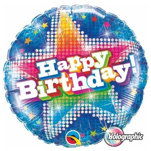 45cm Round Foil Holographic Birthday Dazzling Star Blue #41606 - Each (Pkgd.)  TEMPORARILY UNAVAILABLE