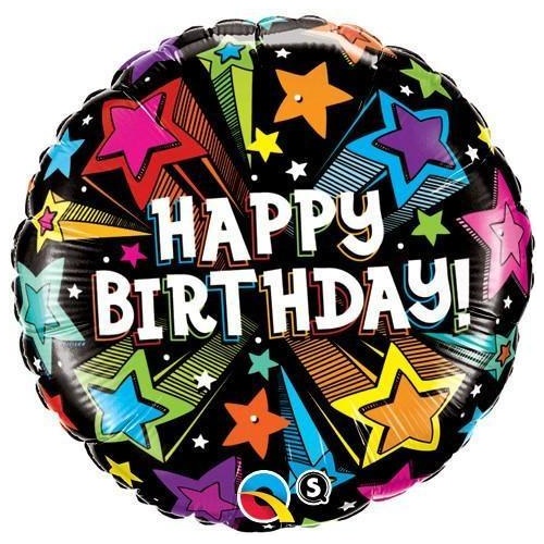 45cm Round Foil Birthday Colorful Shooting Stars #41662 - Each (Pkgd.) TEMPORARILY UNAVAILABLE