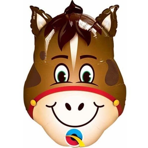 DISC Mini Shape Animal Hilarious Horse Foil Balloon 35cm #41796AF - Each (Inflated, supplied air-filled on stick)