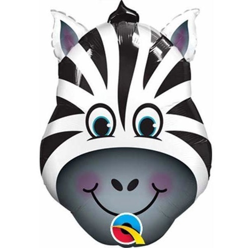 Mini Shape Animal Zany Zebra Foil Balloon 35cm #41805AF - Each (Inflated, supplied air-filled on stick) 