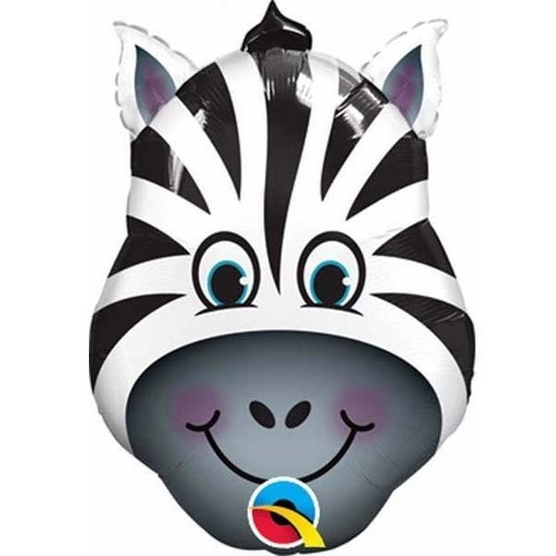 Mini Shape Animal Zany Zebra Foil Balloon 35cm #41805AF - Each (Inflated, supplied air-filled on stick) TEMPORARILY UNAVAILABLE