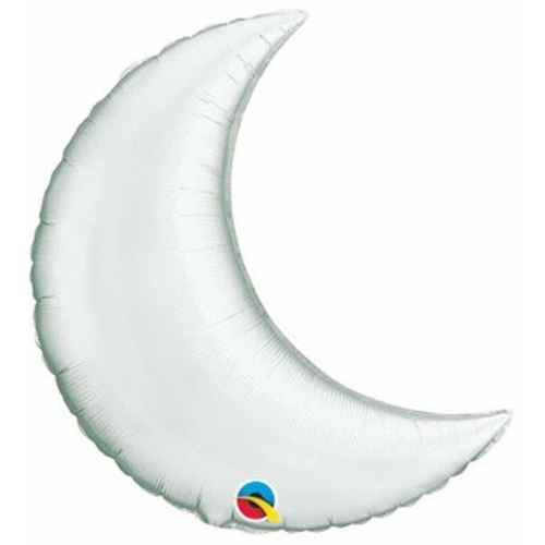 22cm Crescent Moon Foil Silver Plain Foil Balloon #42123 - Each  (FLAT, unpackaged, requires air inflation, heat sealing) 