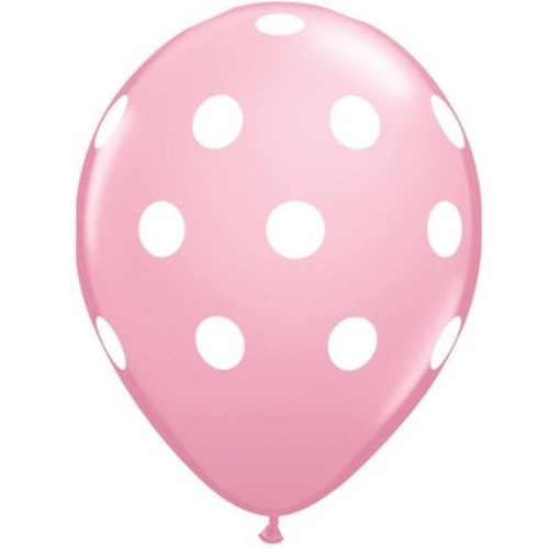 28cm Round Pink Big Polka Dots (White) #42944 - Pack of 50 SPECIAL ORDER ITEM