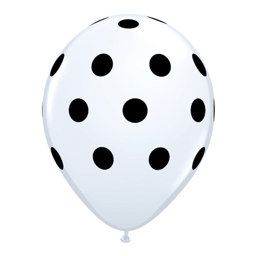 28cm Round White Big Polka Dots (Black) #42946 - Pack of 50 