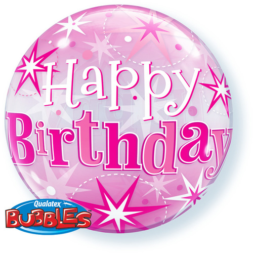 56cm Single Bubble Birthday Pink Starburst Sparkle #43121 - Each TEMORARILY UNAVAILABLE