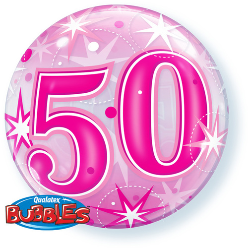 DISC 56cm Single Bubble 50 Pink Starburst Sparkle #43126 - Each