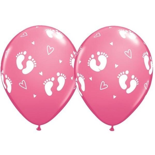 28cm Round Rose Baby Footprints & Hearts #4341825 - Pack of 25 