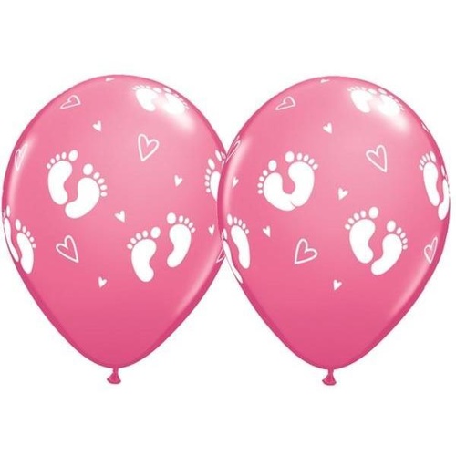 28cm Round Rose Baby Footprints & Hearts #4341825 - Pack of 25